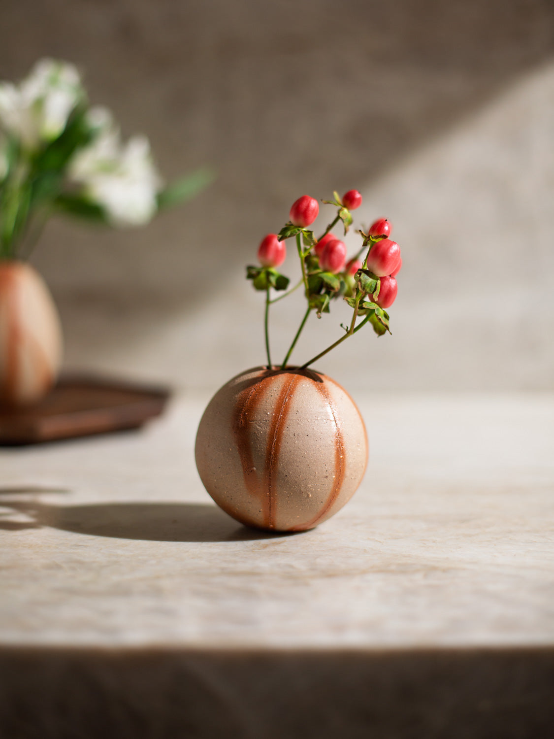 Bizen ware furin, bud vases, and ceramic objects from Japan