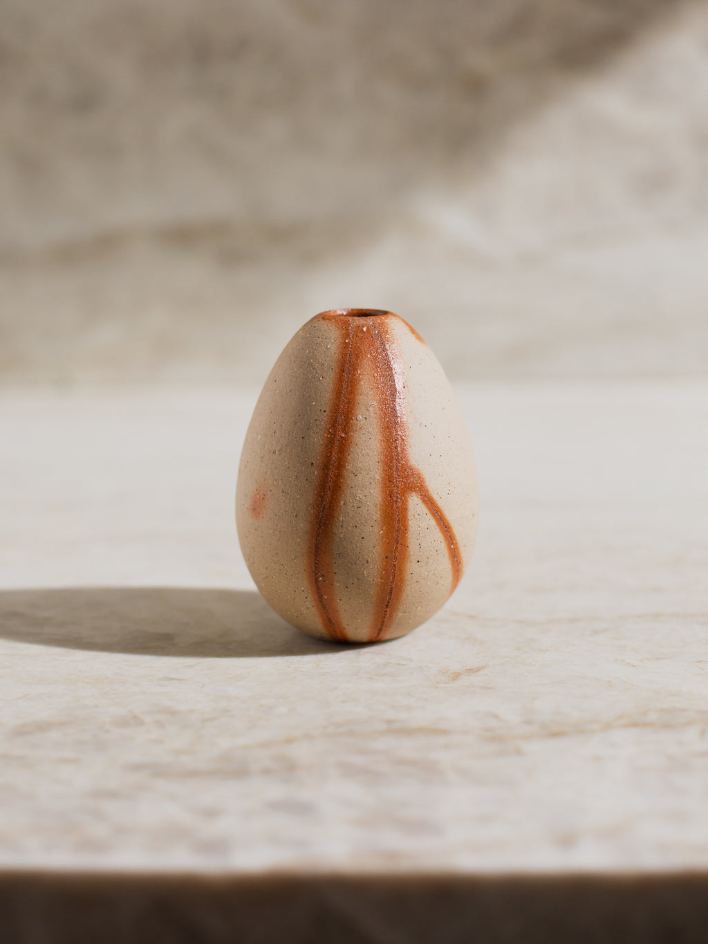 Handmade Japanese ceramic bud vase from Bizen
