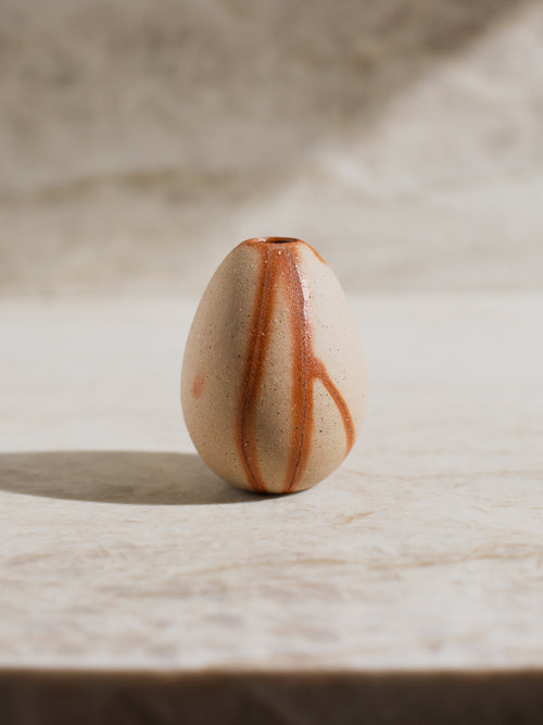 Handmade Japanese ceramic bud vase from Bizen