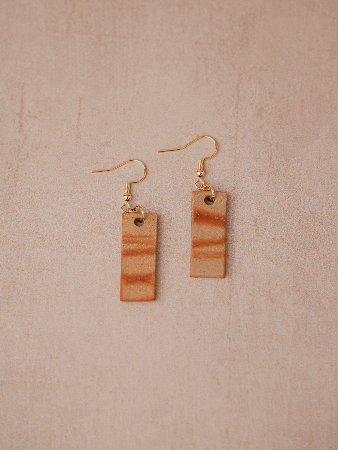 Handmade Bizen ware ceramic earrings from Japan