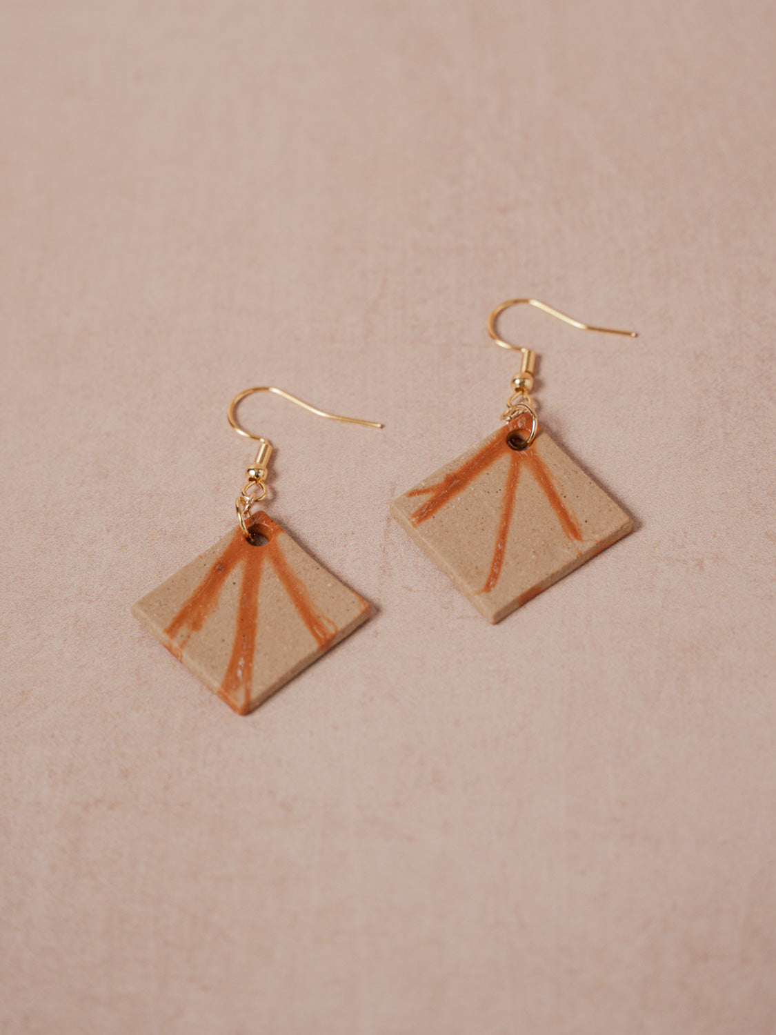Japanese ceramic earrings with Hidasuki patterns
