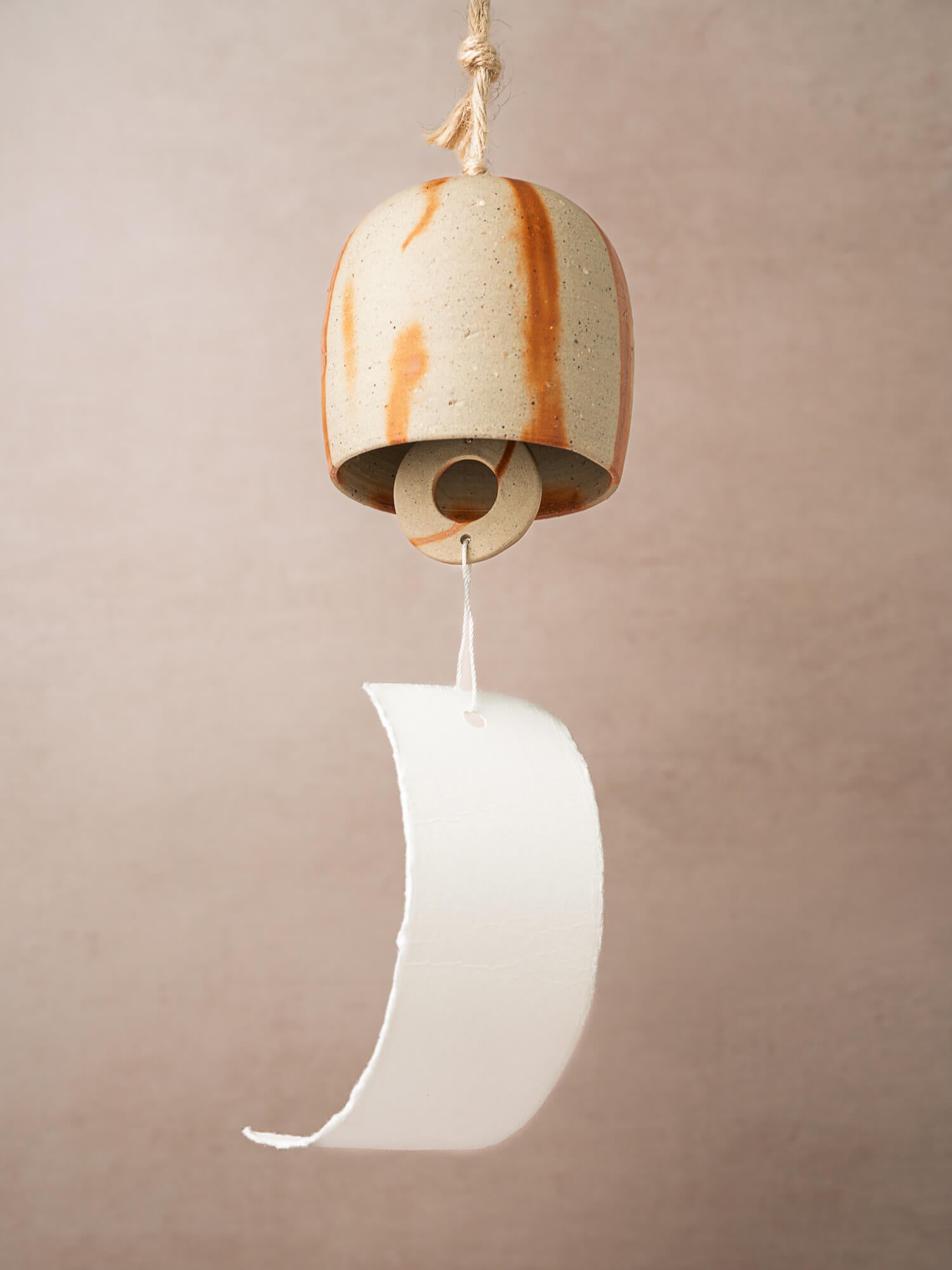 Japanese ceramic furin wind chime handcrafted in Bizen