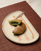Japanese ceramic serving plate with Hidasuki patterns