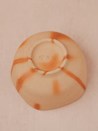 Bottom detail of handmade Bizen ware matcha bowl