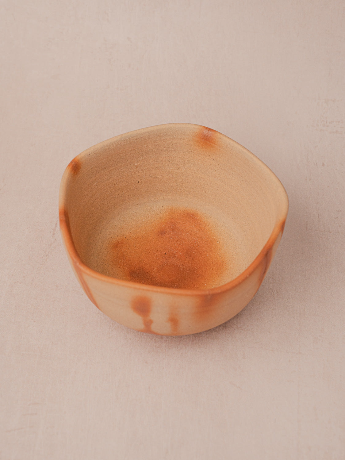 Interior texture of unglazed Japanese ceramic matcha bowl