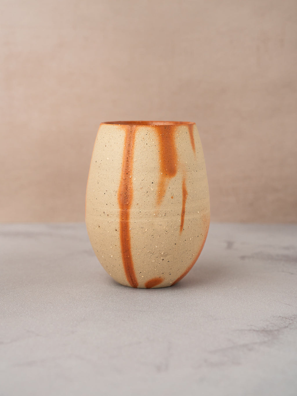 Japanese ceramic tumbler handcrafted in Bizen
